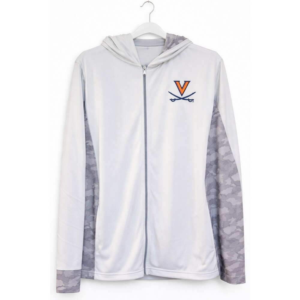 NWT Vansport Women's University of Virginia Zip Up Hoodie Gray Camo 2X New D25